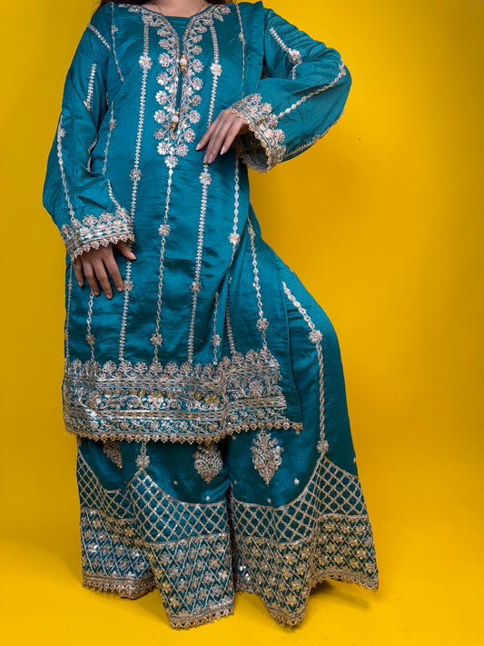Heavy Embroidered Sharara Suit With Dupatta